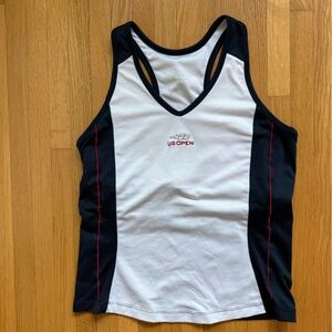 US Open White and Black tennis Tank Top with Red Accents